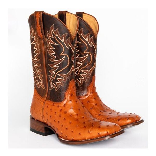 

boots women's mid-calf vintage embroidery western cowboy biker winter pu leather casual shoes pointed toe women, Black