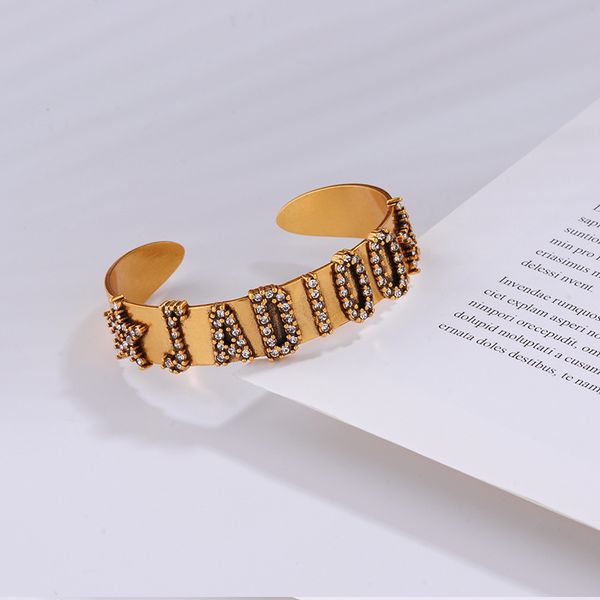 

d family letter open bracelet women's 2020 dijia new diamond-encrusted cool crystal bracelet couple style, Black
