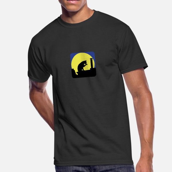 

full moon cat roof t shirt men gift short sleeve crew neck vintage gift comfortable spring outfit shirt