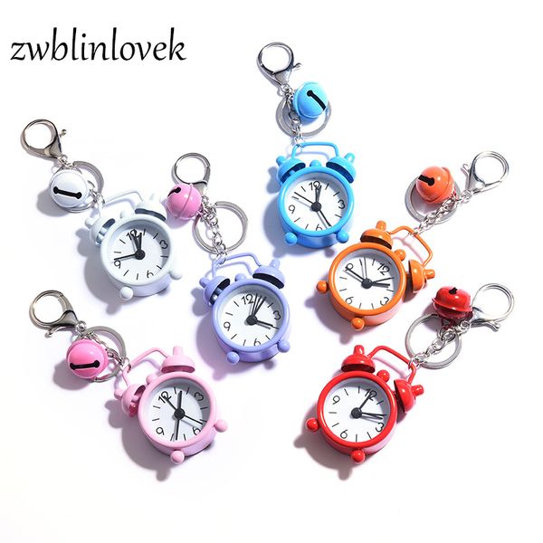 

new mini alarm clock bell keyring pendant creative car bag pendant couple key chain gift female accessories jewelry, Silver