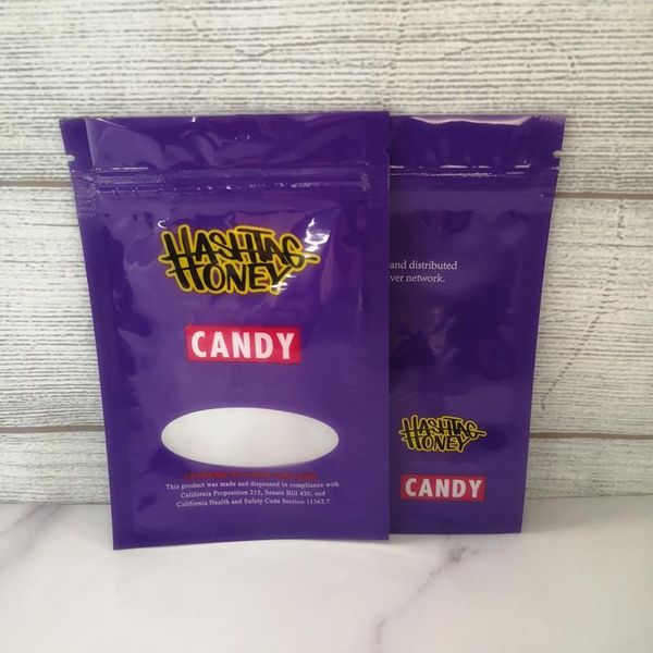 

zipper dry packing with candy bags medicated 500mg smell mylar honey proof flower hashtag herb window bag bags hwjh mzcch