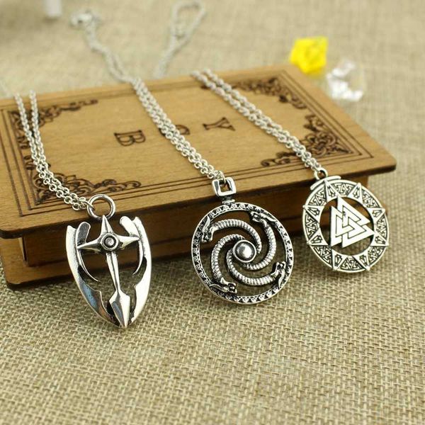 

solar serpentine necklace baltic vintage solar symbol viking pendant gift for men movie jewelry, Silver