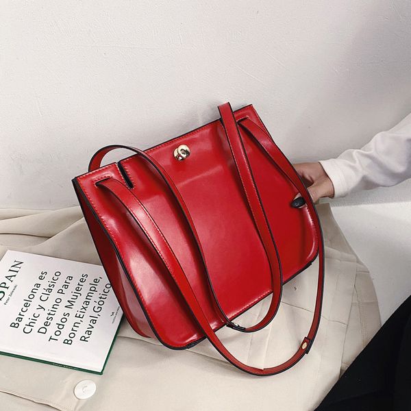 

solid color square tote bag 2020 fashion new pu leather women's designer handbag lock shoulder messenger bag