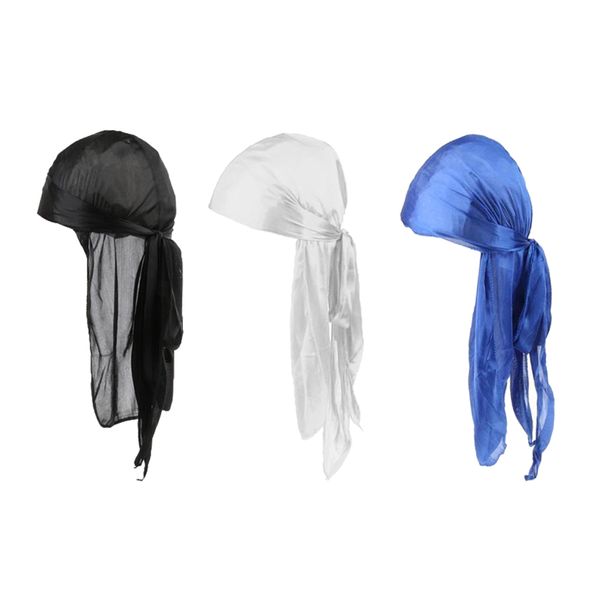 

3 потери кусочки durag headwear волос мусульманской бандана тюрбан, White