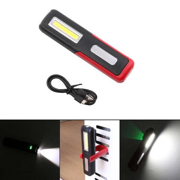 

flashlights torches 2 modes xpe cob led usb rechargeable super bright torch light built in battery magnet cable hook