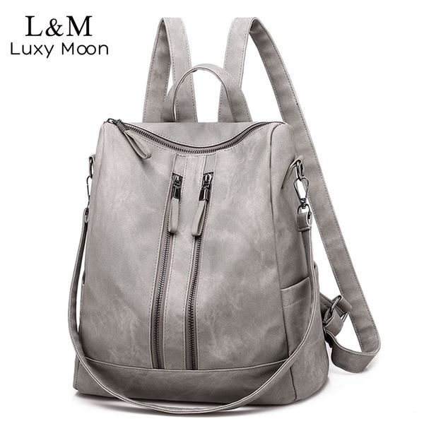 

women leather backpack rucksacks for girls travel shoulder bagpack ladies sac female bag mochilas mujer 2020 xa489h