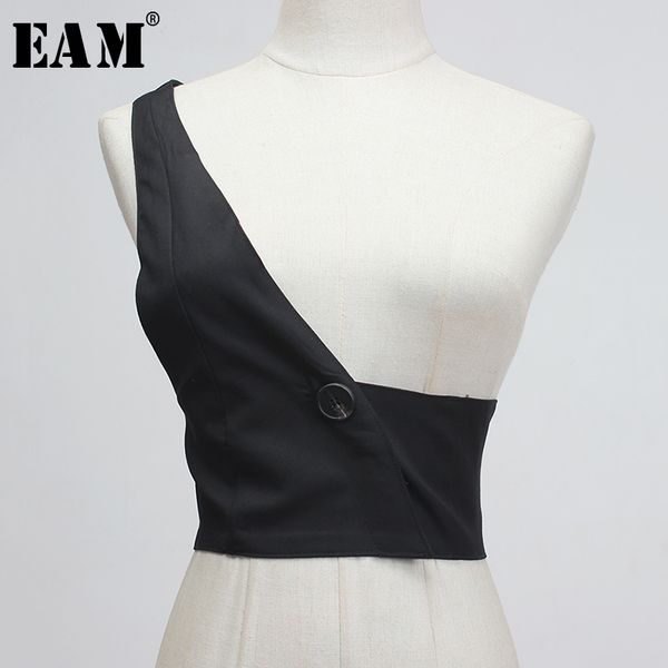

[eam] black button irregular split joitn buckle wide belt personality women new fashion tide all-match spring 2020 1x038, Black;brown