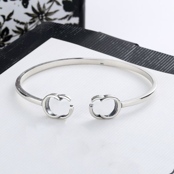 

new products letter bracelet open adjustable size bracelet silver plated bangle for charm fashion jewelry, Black