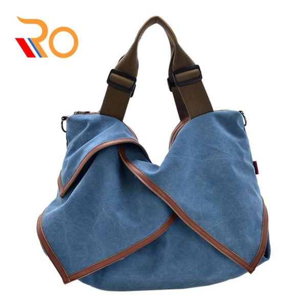 

women canvas fashion splicing shoulder messenger handbag