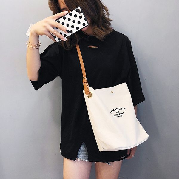 

Women Fashion Casual Handbags Shoulder Bags Environment Friendly Portable Letter Pattern Student Canvas Bags Shopping Bag