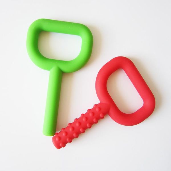 Mordedor em formato de chave de silicone Tubo de mastigação Chave de dentição com textura suave Brinquedo seguro para dentição FDA Seguro para meninos Meninas Ferramentas para mastigar Autismo Necessidades especiais