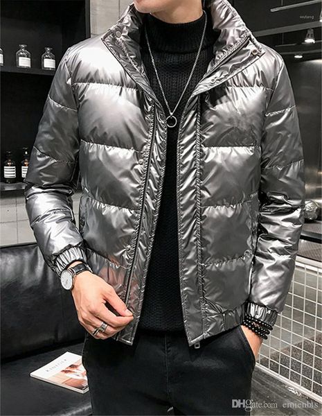 

thick long sleeve men parkas loose stand collar male outerwear winter men puffer coats light color, Black