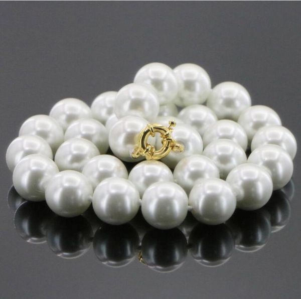 

can select colour jewelry 14mm shell pearl necklace 18, Silver