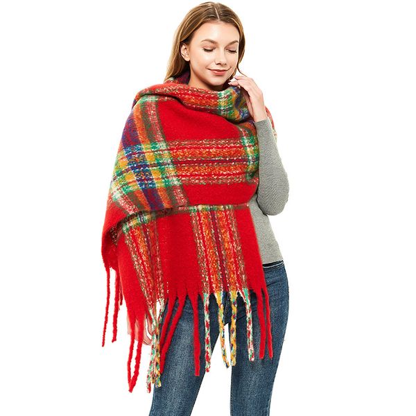

scarves classic cashmere red winter scarf women warm shawls and wraps soft long tassel scarfs for ladies, Blue;gray