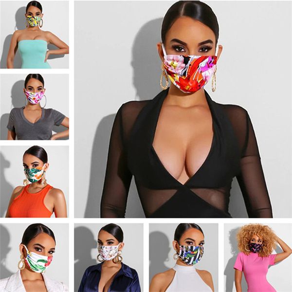 

double layer face mask trendy foral print dustproof anti-uv design masks fashion women men mouth-muffle washable durable face mask 2020 gift