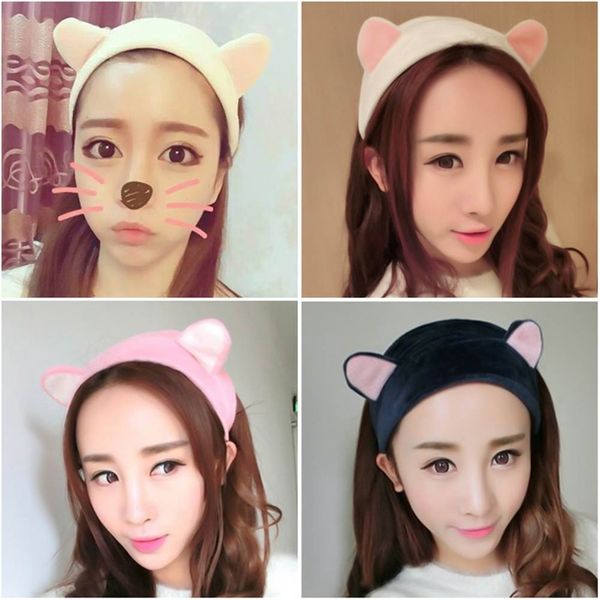

1pc sequin cat ear hairbands girls headwear children headbands elastic band hair accessories kids party gifts, Slivery;white