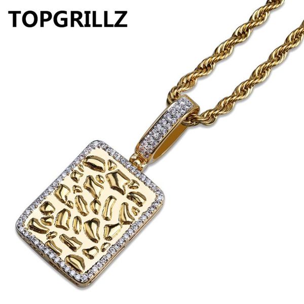 

rillz shiny square pendant necklace gold silver color cubic zircon men's charms hip hop jewelry gifts with 4mm tennis chain