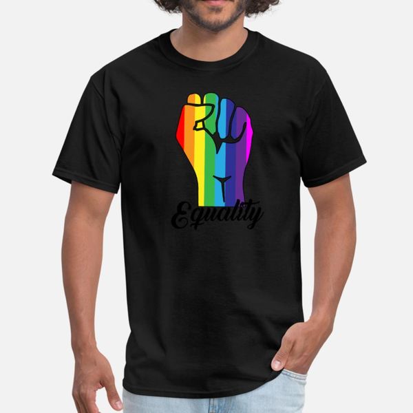 

equality rainbow fist lgbt gay lesbian pride lgbtq black t shirt men knitted cotton s-xxxl homme famous funny casual summer style standard