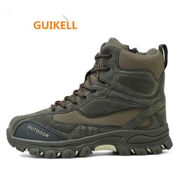 

guikell 2020 new men boots ankle rubber combat boots men sneakers casual shoes outdoor work safety, Black