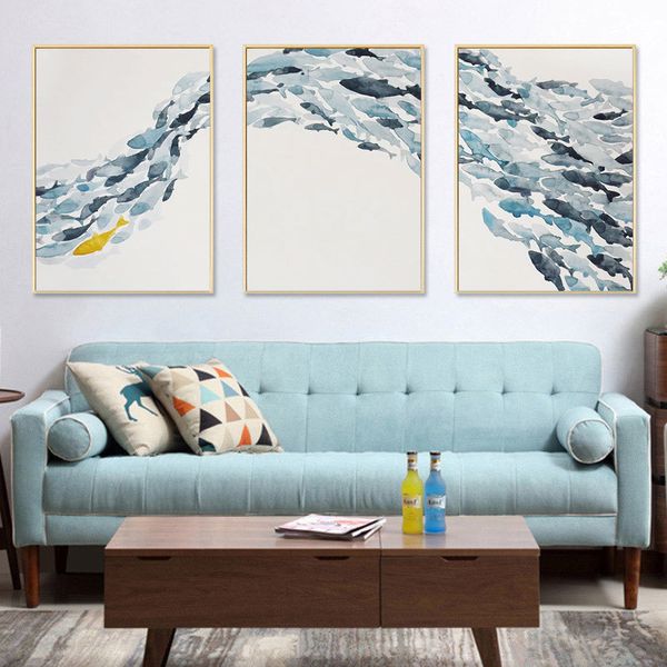 

nordic simple abstract fish group posters and prints wall artcanvas painting decorative picture for living room minimalist