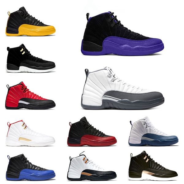 

12s basketball shoes university gold reverse taxi black dark concord mens trainers 12 men athletic sports sneakers size 40-47 online sale