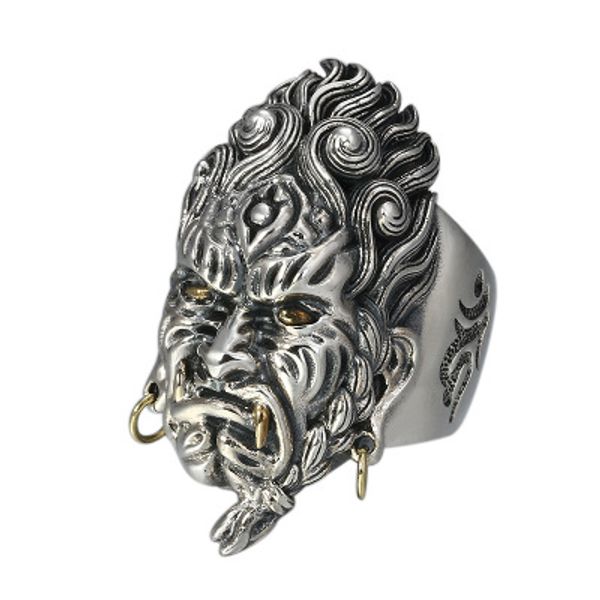 

925 silver punk hiphop buddha mantra начального регулируемое ringmen марочного открытие кольцо