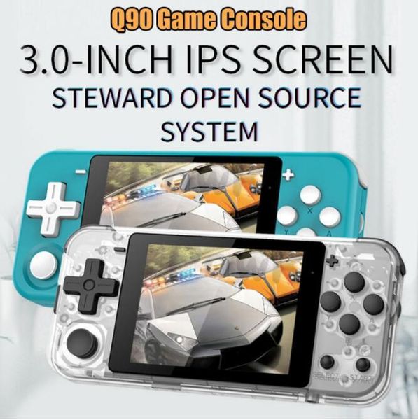 

cgjxspowkiddy q90 3 -inch ips screen handheld console dual open system game console 16 simulators retro ps1 kids gift 3d new games 10pcs dhl