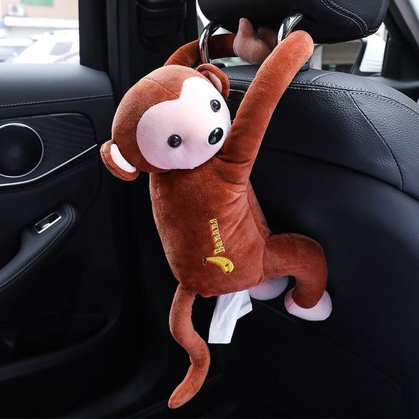 

car interior accessories creative cartoon monkey home office car hanging paper napkin tissue box cover holder portable paper box
