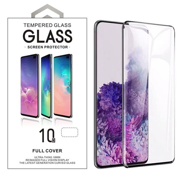 

дело дружественные 3d 10d изогнутый закаленное стекло для samsung s8 s9 s10 plus примечание 9 10 plus s20 plus s20 ультра с розничным пакето