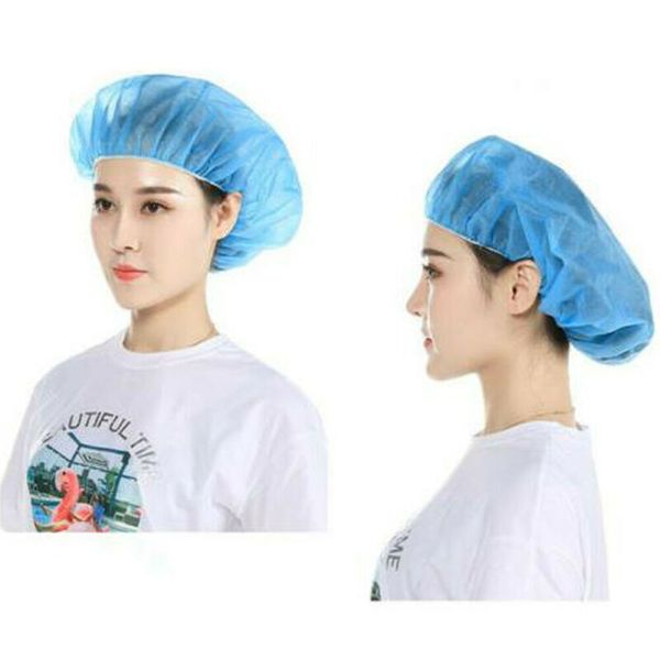 

100шт / set одноразовые non woven mob caps / шляпы blue (гигиена) твердая дышащий unisex упругие beanie caps головные уборы