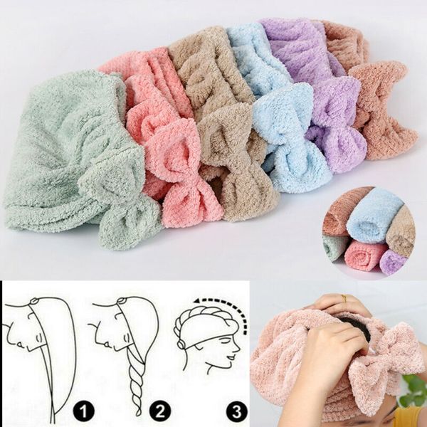 

shower caps rapid fast drying hair towel soft thick absorbent hat direr cap