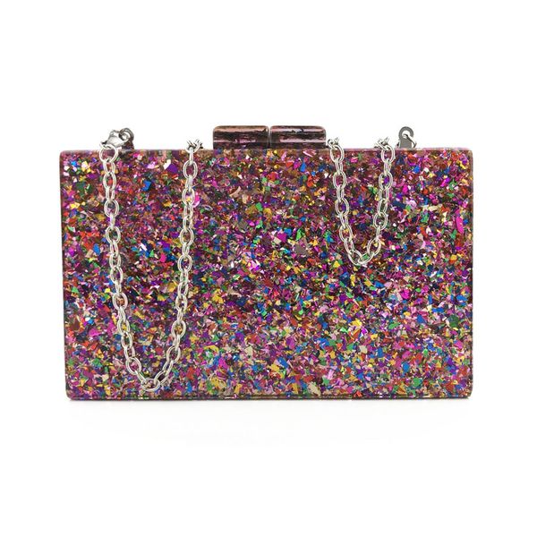 

2020 colorful acrylic evening clutch bags wedding banquet purse bling dinner chain shoulder bags drop shipping mn1687