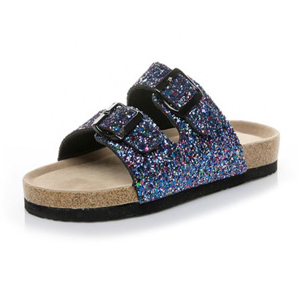 

glitter slippers women sandals fashion bling female multicolor flip flops beach diamond flat shoes outdoor sandals plus size 43, Black