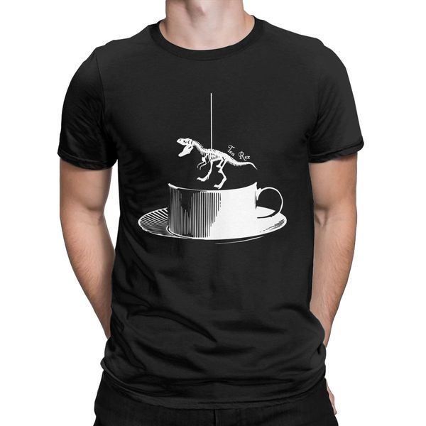 

men t-shirt tea rex unique cotton tee shirt short sleeve jurassic dinosaur drink coffee t shirt crewneck clothing graphic