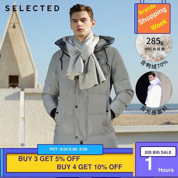 

selected men's winter reflective hooded duck down jacket s|419412582, Black;white