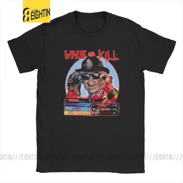 

unique vhs and kill t-shirts men pure cotton t shirt horror movie nightmare halloween scary short sleeve tees birthday gift