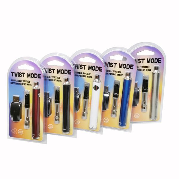 

Twist Mode E Cigarette Preheat VV Battery Vape Pen 0.5ml 1.0ml Cartridge with Wireless USB Charger starter kit for thick oil