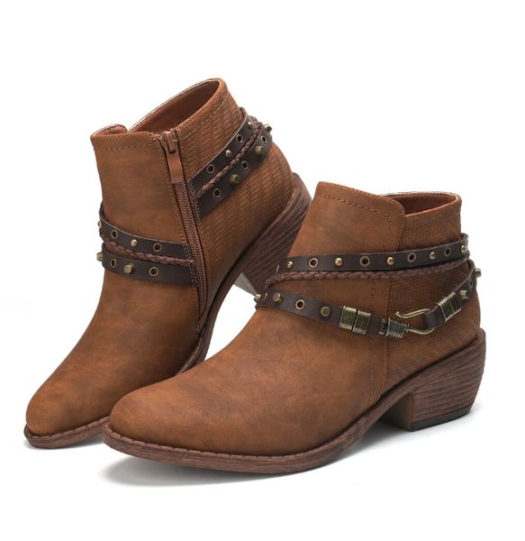 

женщины side zipper boots мода suede низкие пятки женщин короткие сапоги квадратные каблуки повседневный голеностопного плюс размер 43 botas, Black