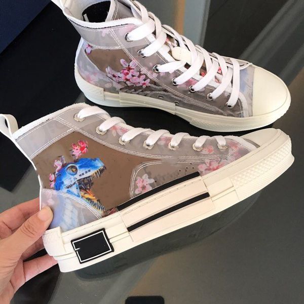 

новые цветы печати b23 high top canvas sneaker дизайнер женская обувь мужская тапки люкс повседневная обувь lace-up звезда моды b23 чистка t, Black
