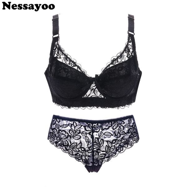

bra sets lace transparent push up bra+pant women lingerie bralette seamless thong panties wire thin underwear lenceria, Red;black