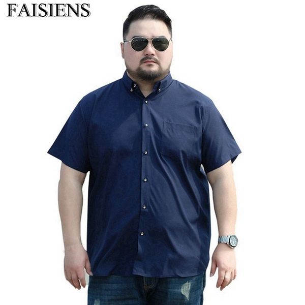 

faisiens plus size men 8xl 9xl shirts 10xl 7xl big larger 5xl 6xl short sleeve summer casual navy blue dress plaid shirts, White;black