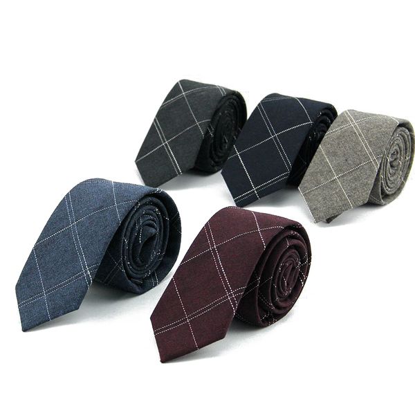 

windj men business cotton necktie grid navy grey purple red, Black;gray