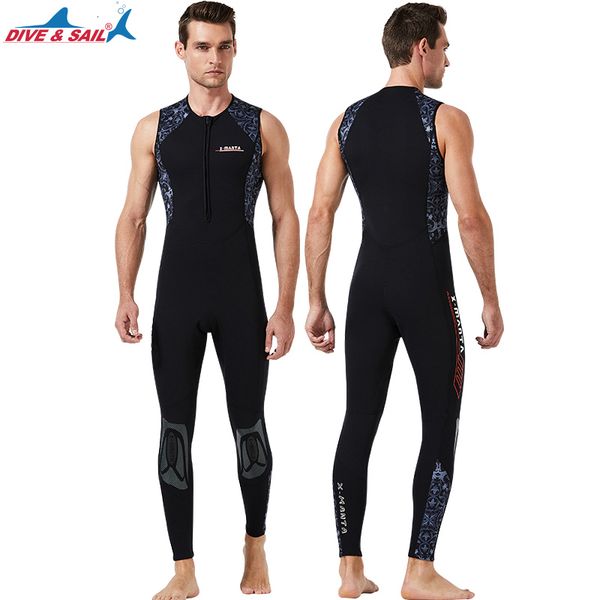 

3mm neoprene wetsuit one-piece vest & long leggings front zip men women triathlon race suit - skinsuit trisuit sleeveless