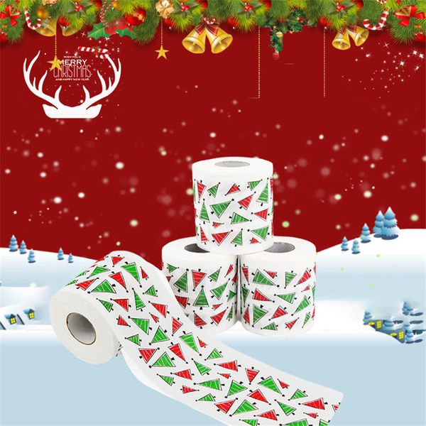 Merry Christmas Tuvalet Kağıdı Parti Malzemeleri Yaratıcı Baskı Desen Serisi Rulo Rulo Kağıtları Moda Komik Yenilik Hediye Çevre Dostu Taşınabilir 100 adet ZC646