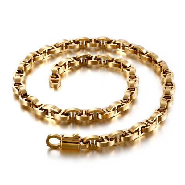 

kn90220-kfc father gift 10mm 25'' huge heavyweight 162g stainless steel casting box chain necklace jewelry gold/ black, Silver
