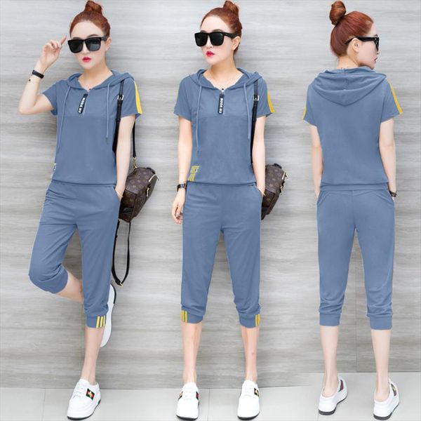 

yiciya blue tracksuits for women outfits 2 piece set sportswear co ord set plus size xxxl solid and pants suits 2020, Gray