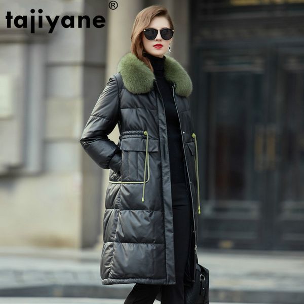 

real genuine leather jacket fur collar autumn winter coat women clothes 2020 korean sheepskin down coat plus size zt4905, Black