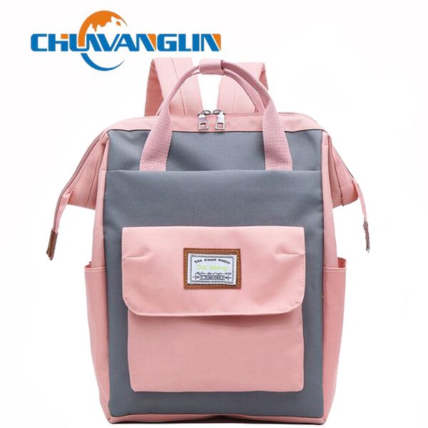 

chuwanglin women nylon backpack waterproof feminina lapbackpack patchwork school backpacks bags for teenage girls a51803
