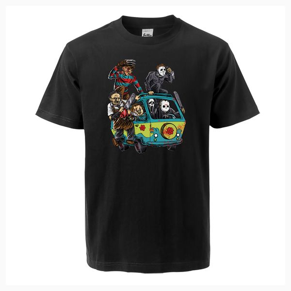 

t shirts horror movie jason clown saw halloween summer streetwear short sleeve o-neck cotton fashion men t-shirt