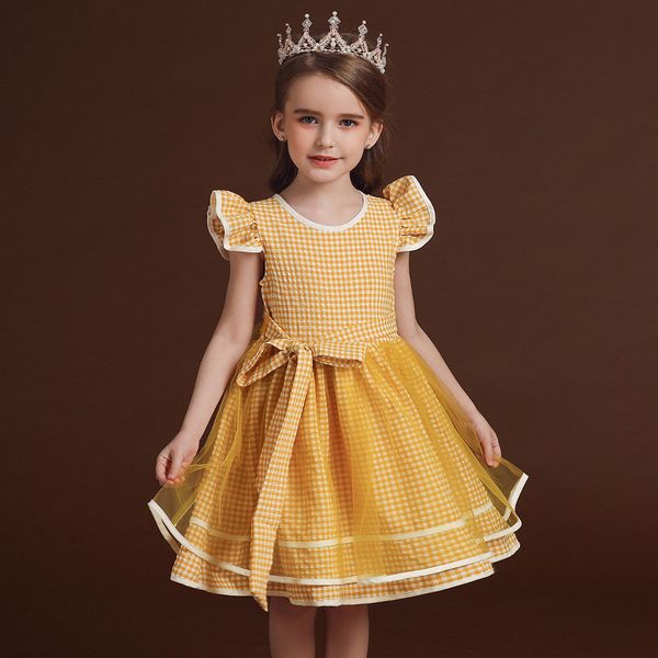 

summer children clothing princess kids dresses for girls causal wear lace tutu party dress 2-10 years girls dress vestido, Red;yellow